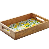 Zassenhaus Mango Wood Lacquered Serving Tray, 12" x 8" x 2", Lemon