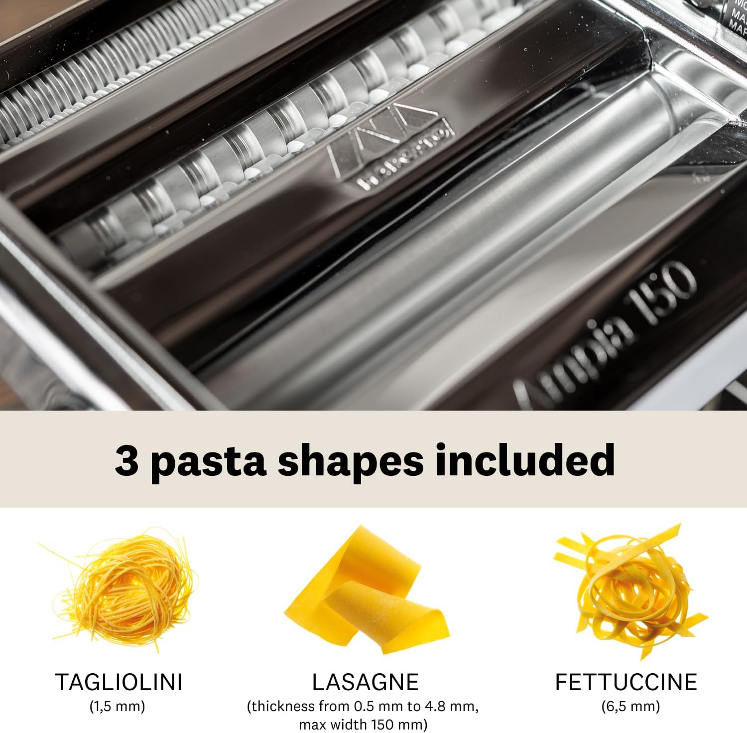 Marcato Atlas Ampia 150 Pasta Machine, Made In Italy, Silver