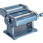 Marcato Atlas 150 Pasta Machine with Cutter, Hand Crank, and Instructions, Made in Italy, Powder Blue