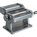 Marcato Atlas 150 Pasta Machine with Cutter, Hand Crank, and Instructions, Made in Italy, Powder Grey