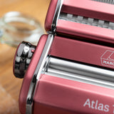 Marcato Atlas 150 Pasta Machine with Cutter, Hand Crank, and Instructions, Made in Italy, Powder Pink