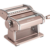 Marcato Atlas 150 Pasta Machine with Cutter, Hand Crank, and Instructions, Made in Italy, Powder Pink
