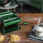 Marcato Atlas 150 Pasta Machine with Cutter, Hand Crank, and Instructions, Made in Italy, Green