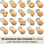 Marcato Atlas Biscuit Maker Press, Includes 20 Cookie Disc Shapes, Silver