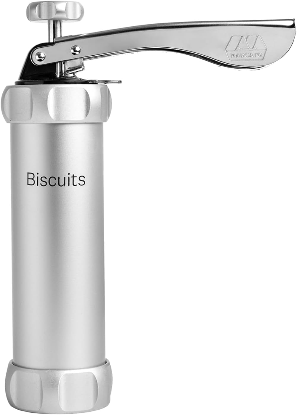 Marcato Atlas Premium Biscuit Maker Press, Includes 20 Cookie Disc Shapes, Silver