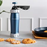 Marcato Design Series Biscuit Maker Press, Includes 20 Cookie Disc Shapes, Blue