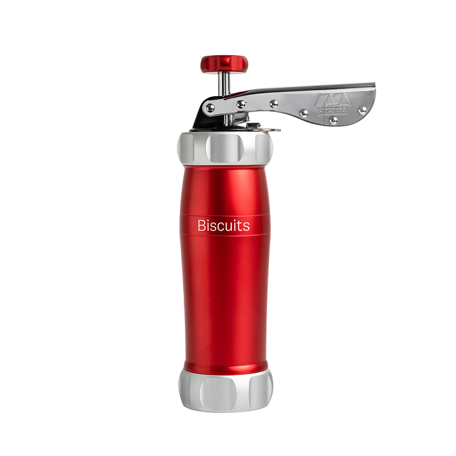 Marcato Design Series Biscuit Maker Press, Includes 20 Cookie Disc Shapes, Red