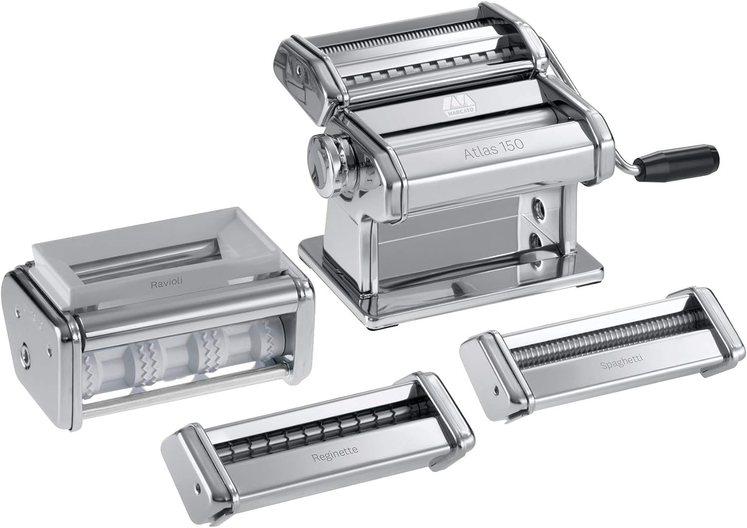 Marcato Atlas 4-Piece Set Pasta Set, Includes Atlas 150, Ravioli, Spaghetti, Reginette