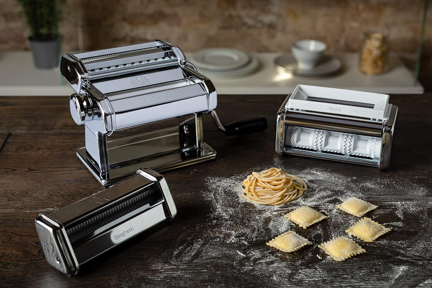 Marcato Atlas 3-Piece Set Pasta Set, Includes Atlas 150, Ravioli, Spaghetti