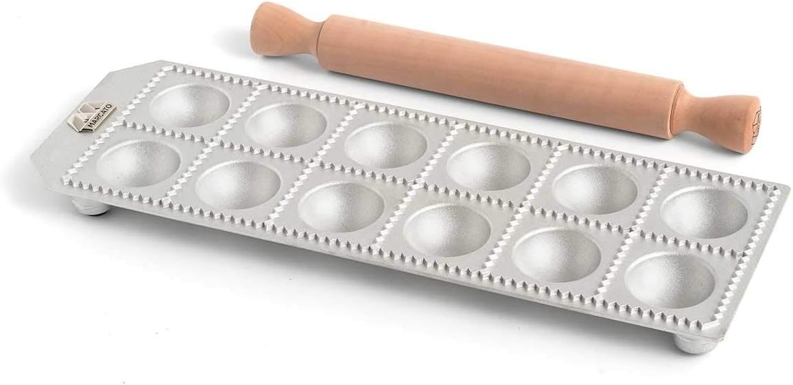 Ravioli Mold by Marcato, Made in Italy, Makes 12 Round Raviolis, 2-Inch