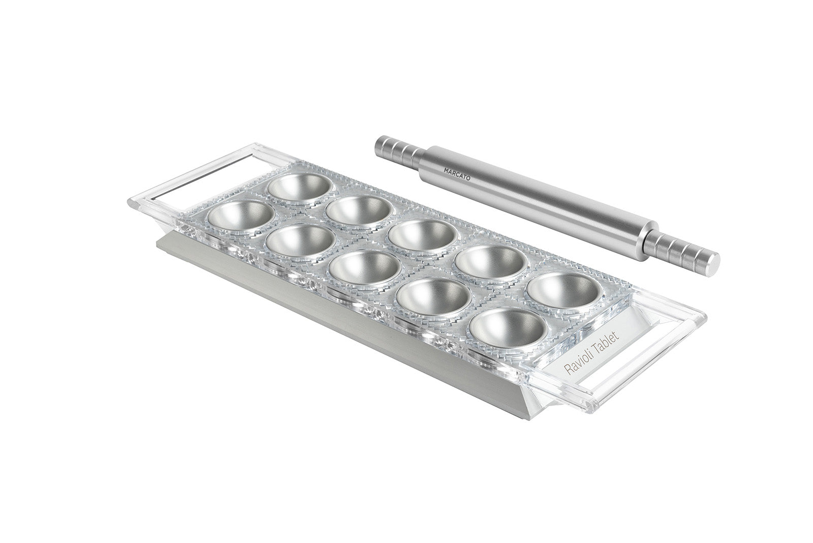 Marcato Atlas Tablet Pasta Maker, Made in Italy, Makes 10 Raviolis, Silver