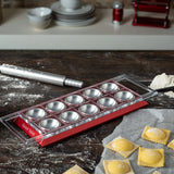 Marcato Atlas Tablet Pasta Maker, Made in Italy, Makes 10 Raviolis, Red