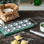 Marcato Atlas Tablet Pasta Maker, Made in Italy, Makes 10 Raviolis, Green