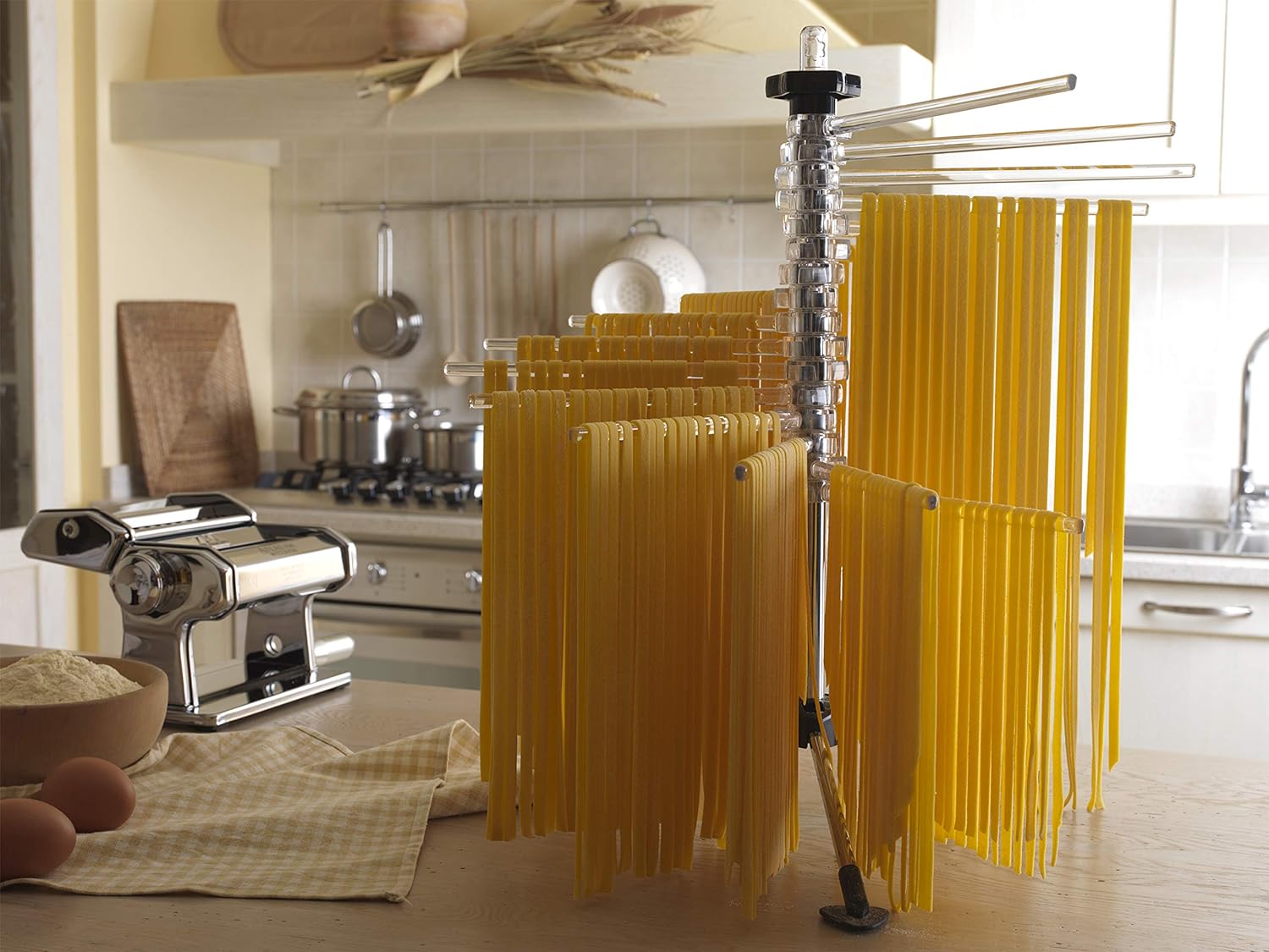 Marcato Atlas Collapsible Pasta Drying Rack, Made In Italy, Clear