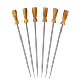 Prodyne Olivewood Stainless Steel Cocktail Picks, Set of 6