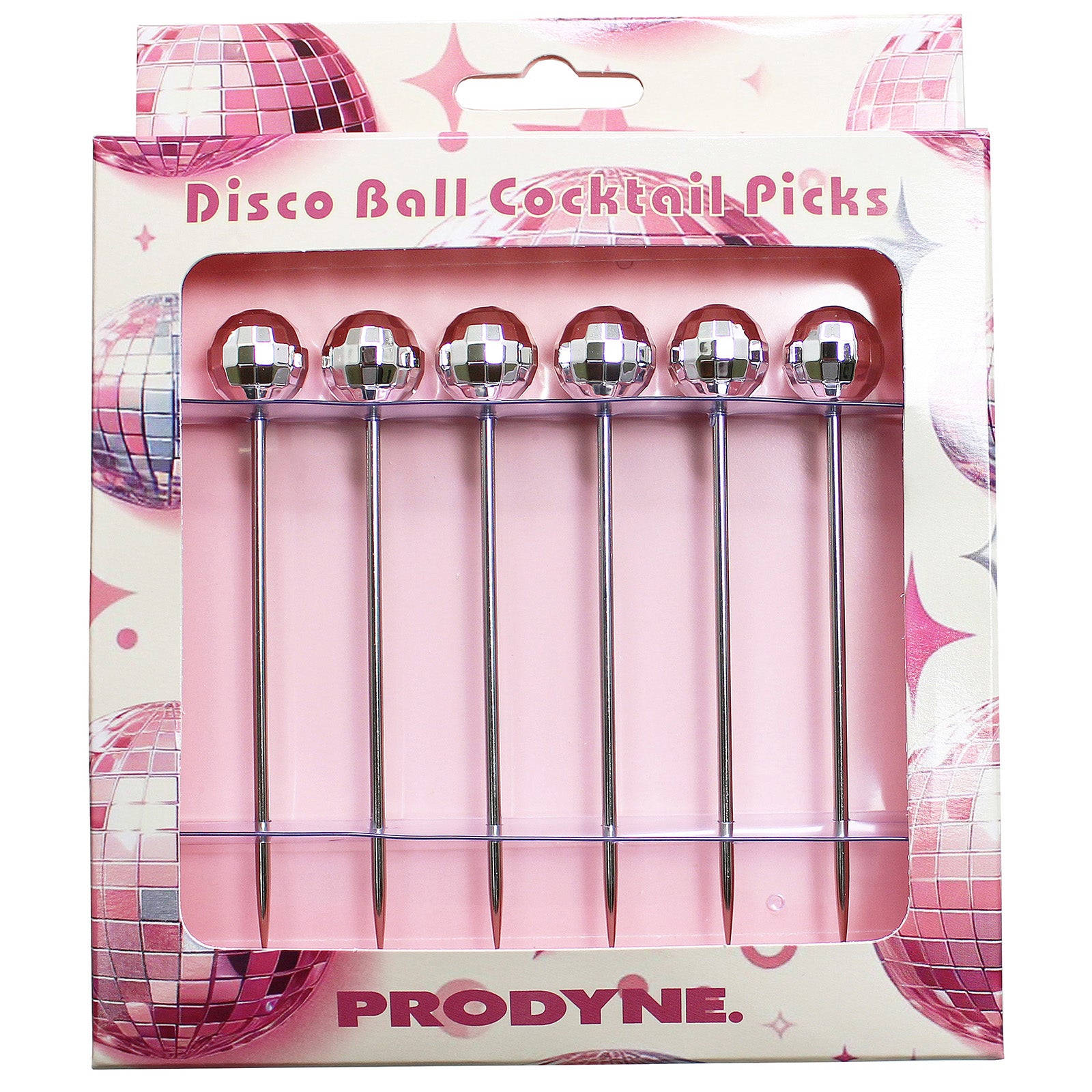 Prodyne Disco Ball Cocktail Picks, 6 Silver Heads, Set of 6