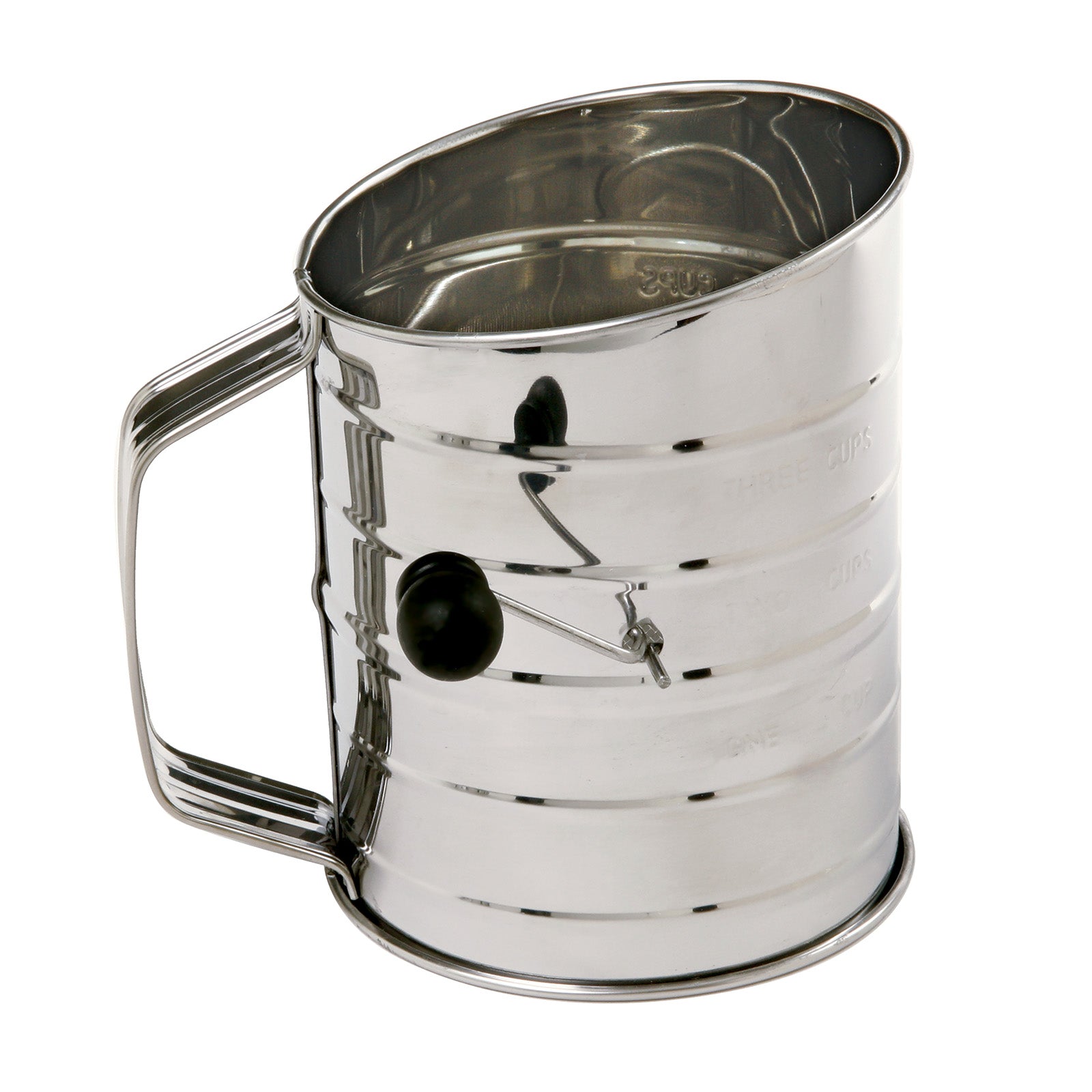 Norpro 3-Cup Stainless Steel Rotary Flour Sifter, Hand Crank with 2 Wire Agitator