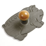 Norpro Cast Iron Pig Shaped Bacon and Grill Press with Wood Handle