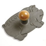 Norpro Cast Iron Pig Shaped Bacon and Grill Press with Wood Handle