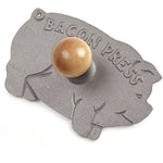 Norpro Cast Iron Pig Shaped Bacon and Grill Press with Wood Handle