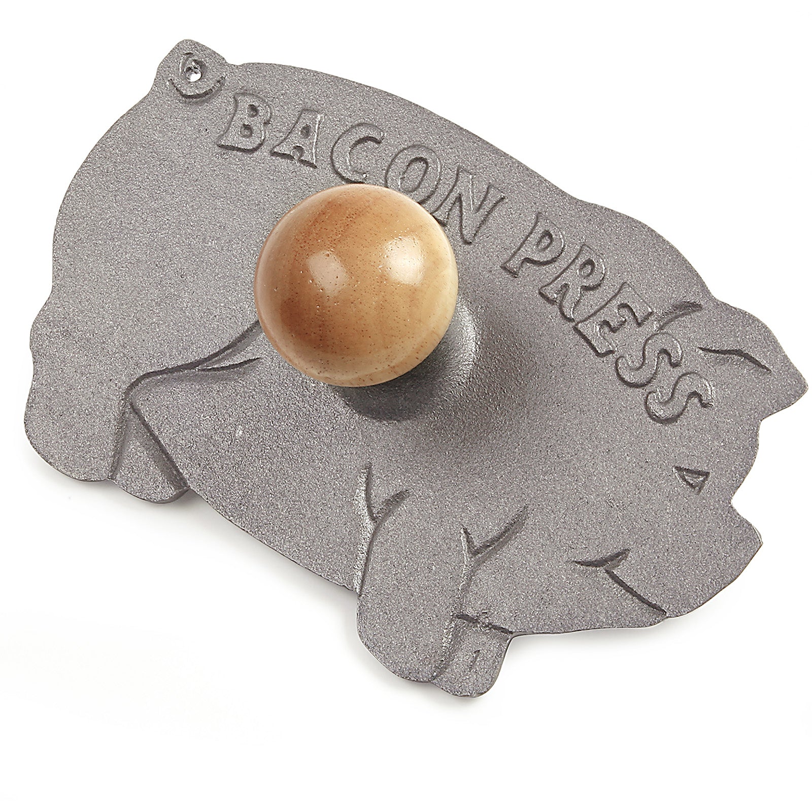 Norpro Cast Iron Pig Shaped Bacon and Grill Press with Wood Handle