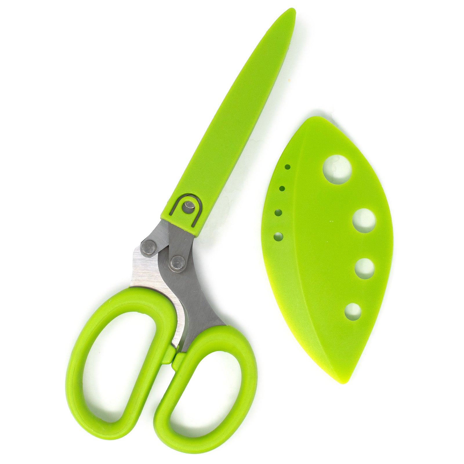 Norpro Multi Blade Herb Shears with Storage Sheath, Stainless Steel, Green