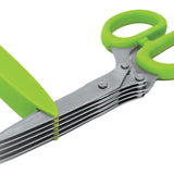 Norpro Multi Blade Herb Shears with Storage Sheath, Stainless Steel, Green