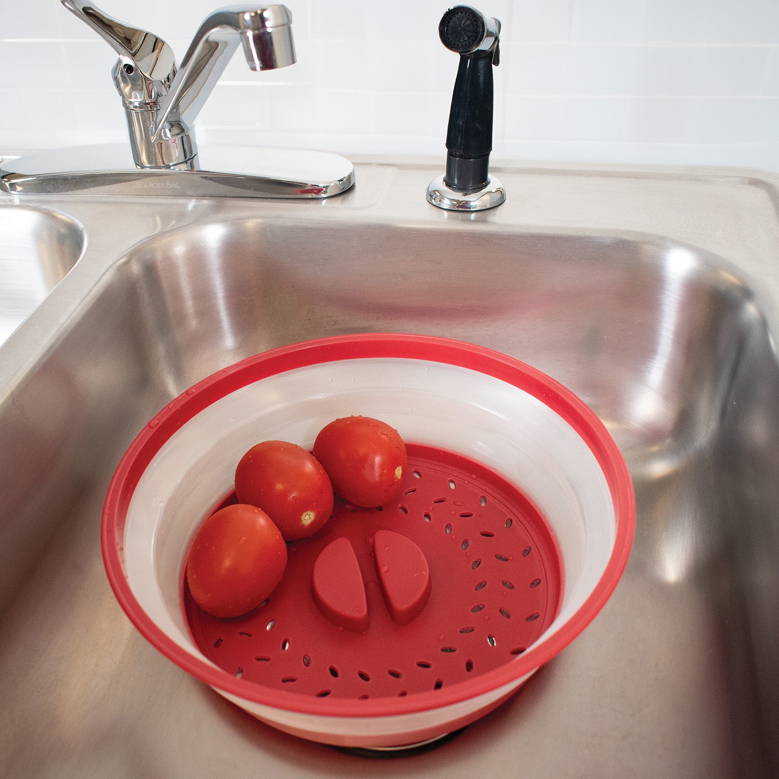Norpro Knockdown Collapsible Microwave Food Cover, Red/Clear