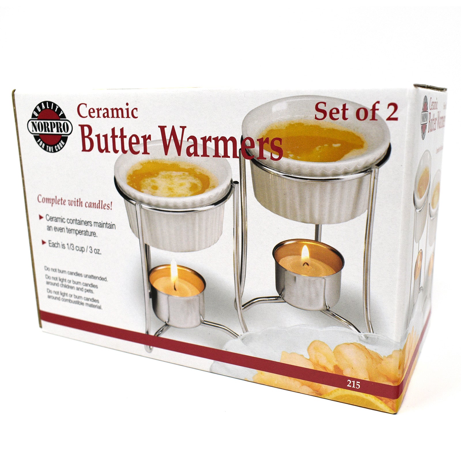 Norpro 3-Ounce Ceramic Butter Warmers for Lobster, Shrimp, and Crab, Set of 2