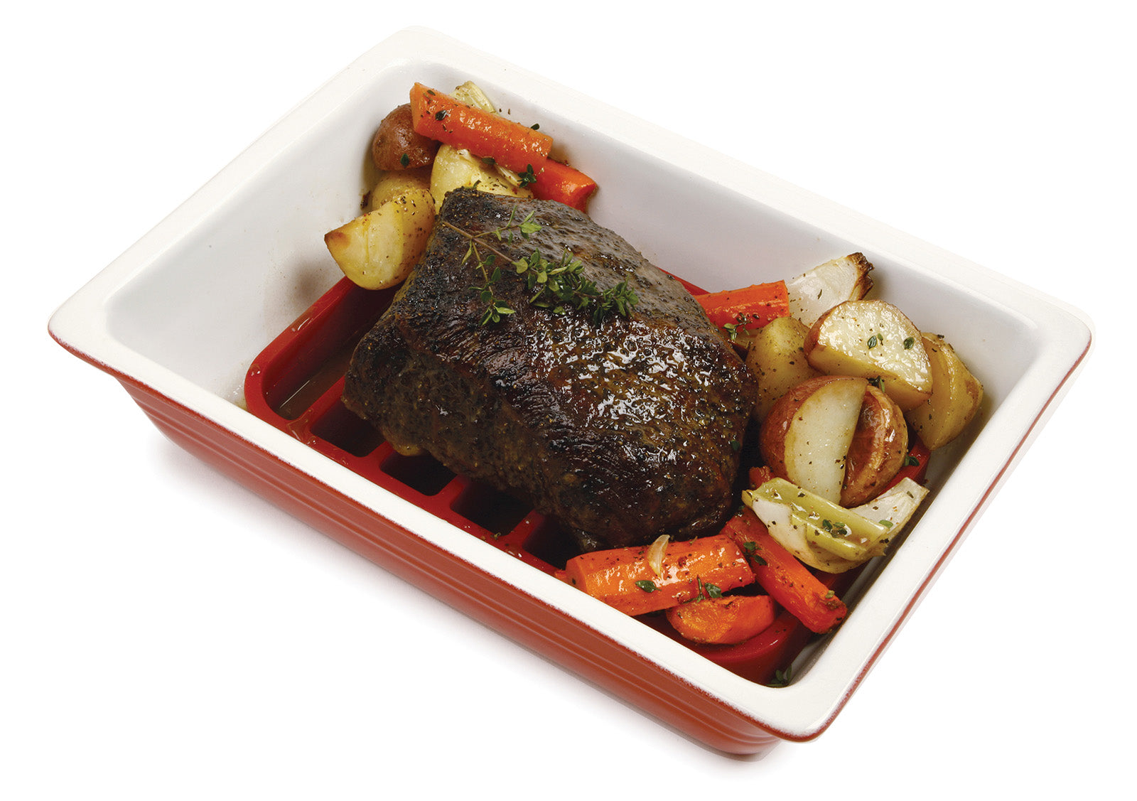 Norpro Rectangle Silicone Roast Rack – 9 x 6 Inch, Red, Heat-Resistant