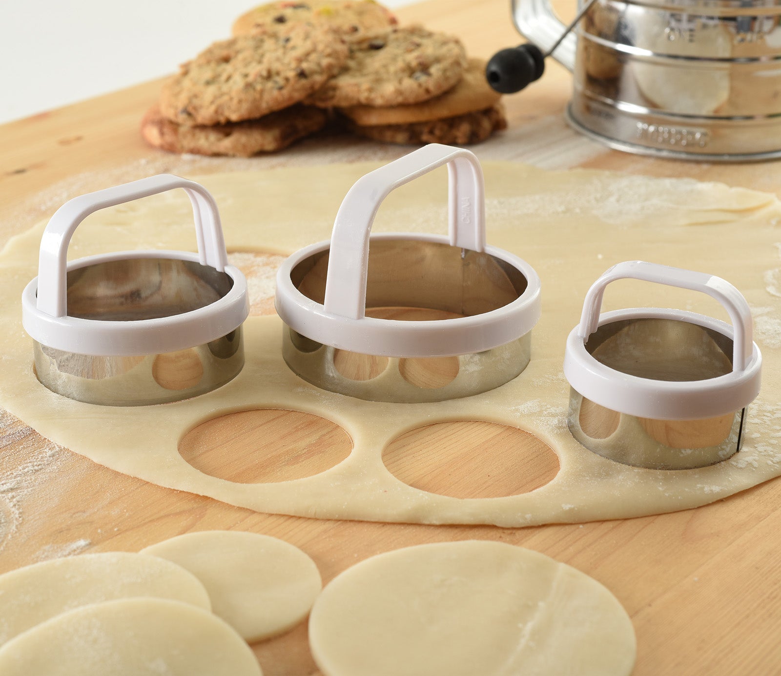 Norpro Biscuit/Cookie Cutters, Set of 3 – Stainless Steel, Round, Fluted & Straight Edge