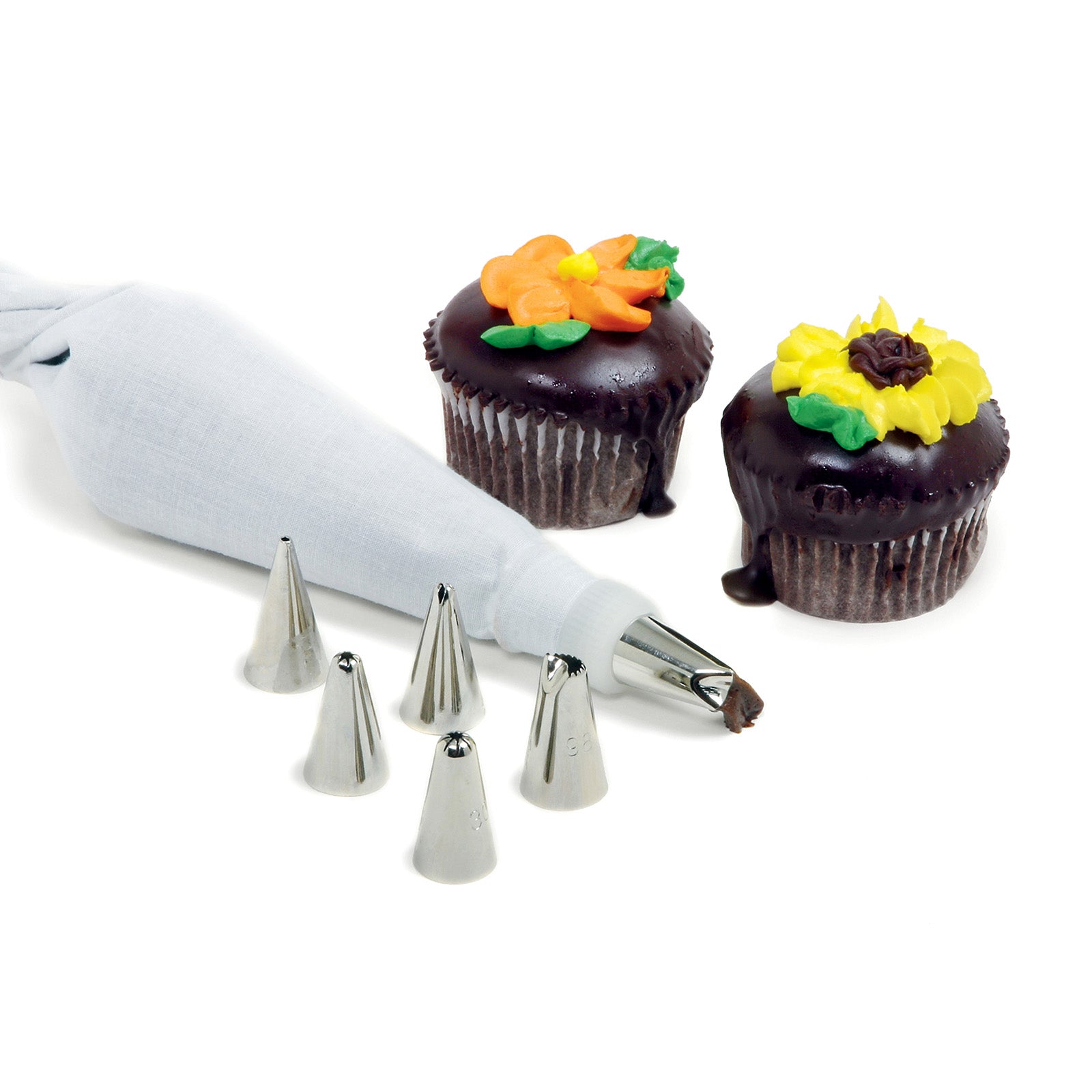 Norpro 8-Piece Cake Decorating Set with Icing Tips & Reusable Bag Kit
