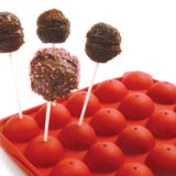 Norpro Silicone Cake Pop Pan with 20 Reusable Sticks, Red