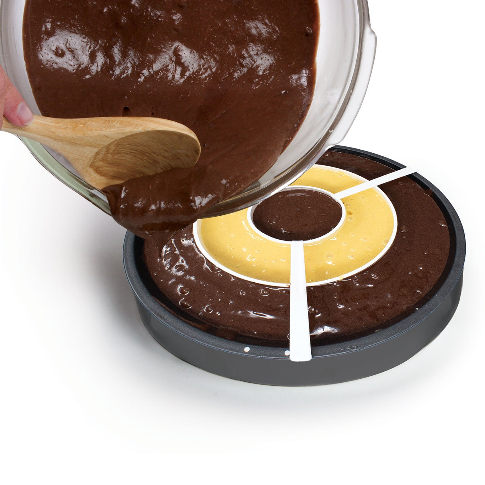 Norpro Checkerboard Cake Pan Set, 4-Piece Baking Kit with 3 Nonstick Pans and Batter Divider