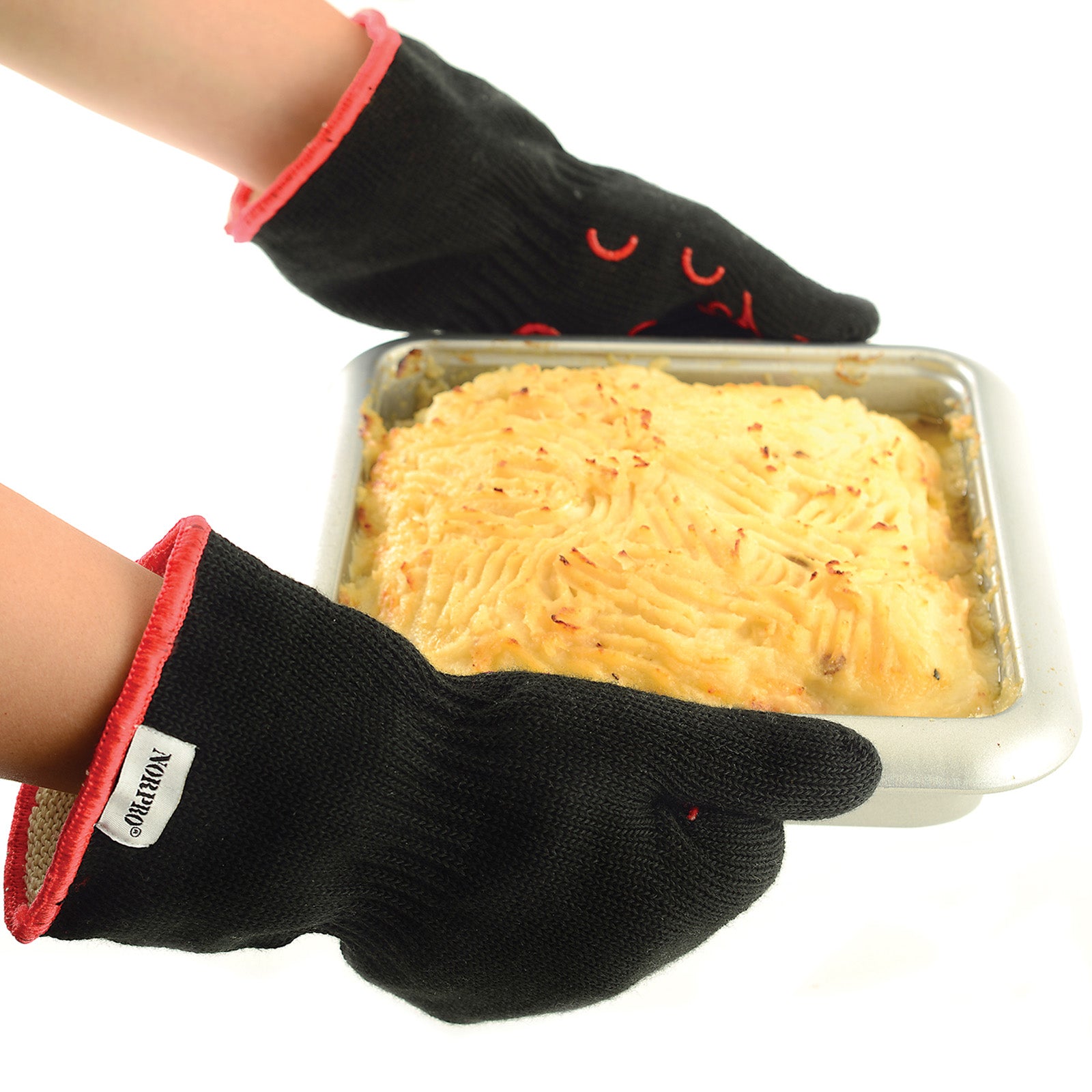 Norpro Oven Gloves Set, Black/Red
