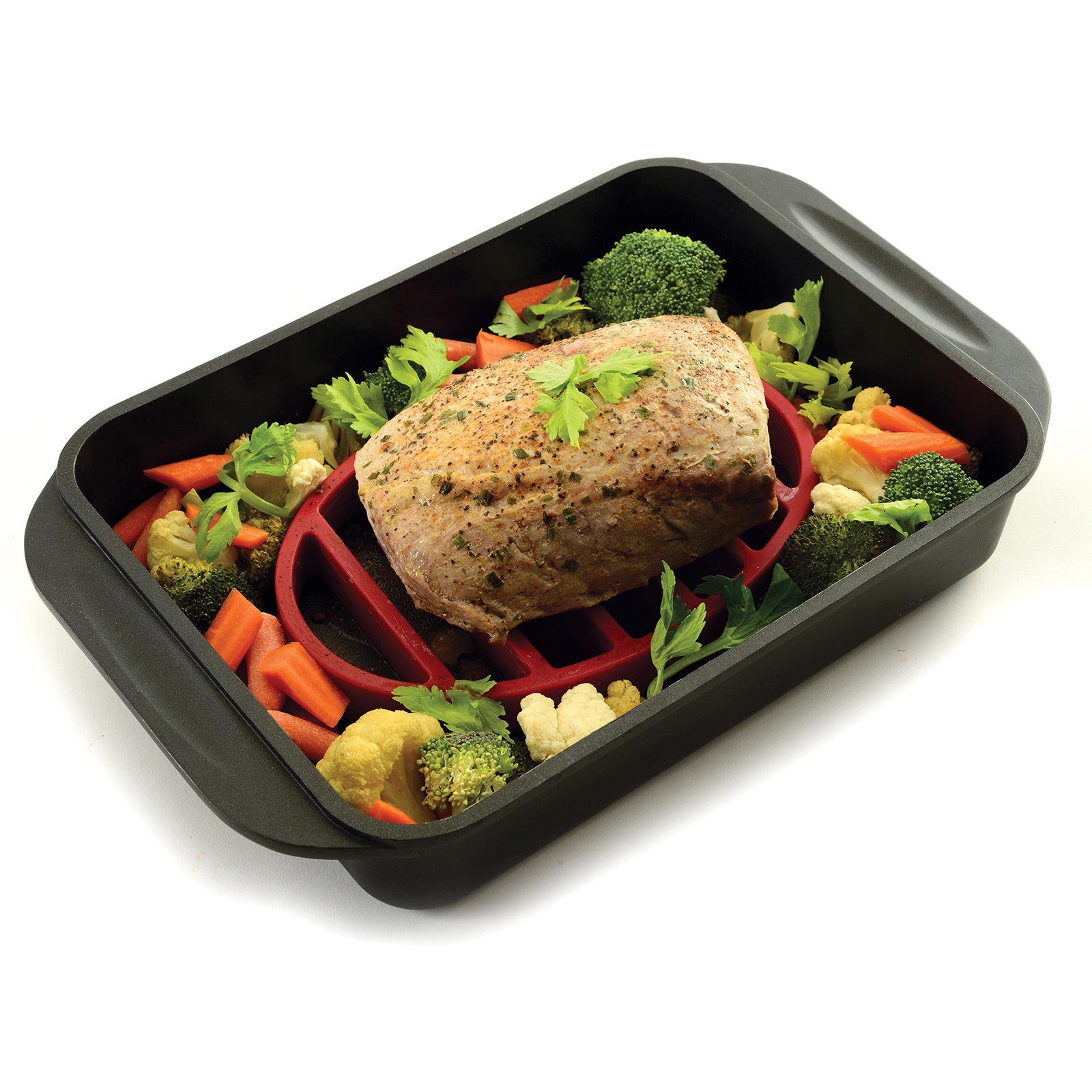 Norpro Oval Silicone Roast Rack, Red, 9 x 6 Inch