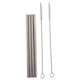 Norpro 6-Inch Stainless Steel Straight Drinking Straws with Cleaning Brushes, Set of 4