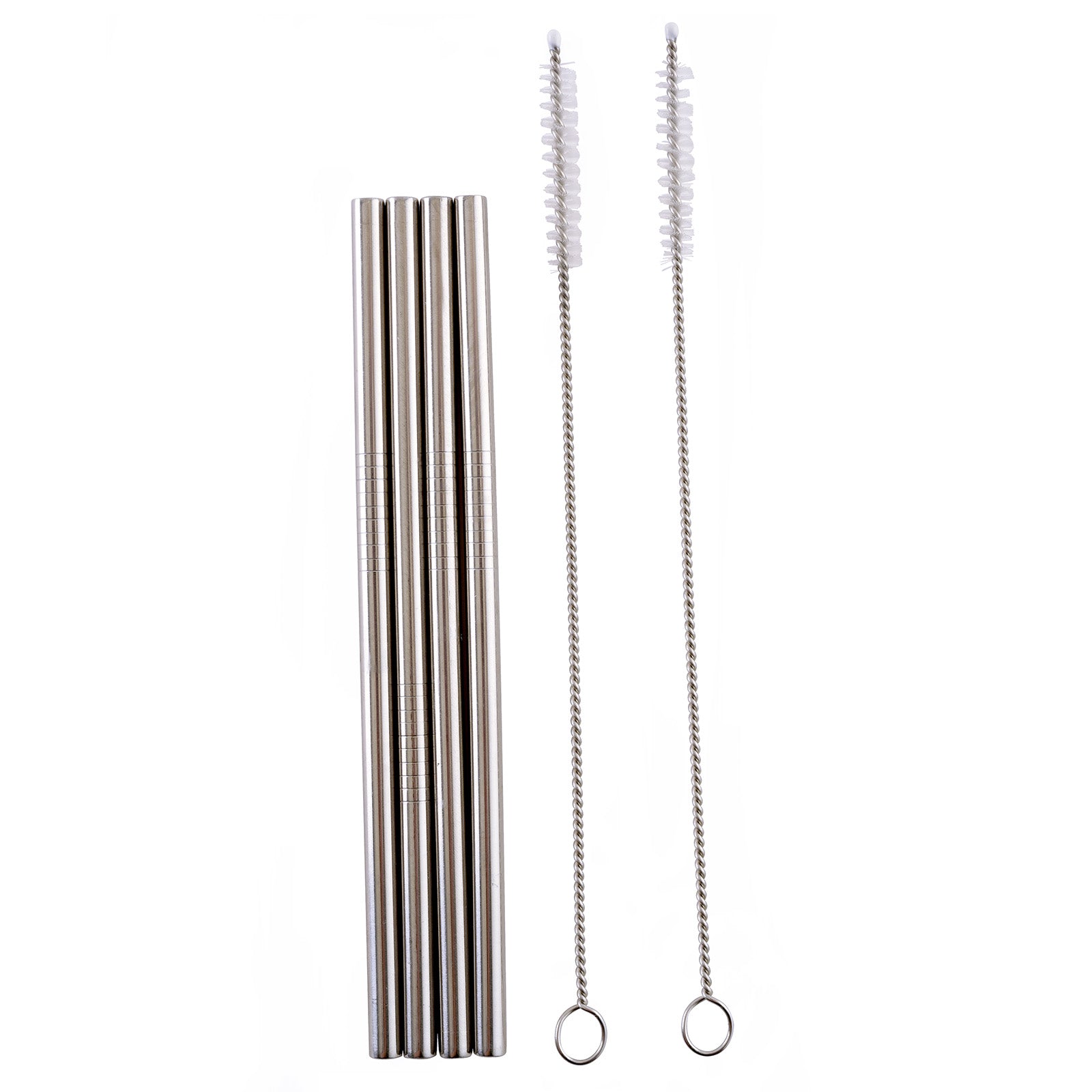 Norpro 6-Inch Stainless Steel Straight Drinking Straws with Cleaning Brushes, Set of 4