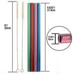 Norpro 8.625-Inch Metallic Smoothie Drinking Straws with Cleaning Brushes, Set of 4