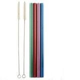 Norpro 8.625-Inch Metallic Smoothie Drinking Straws with Cleaning Brushes, Set of 4