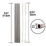 Norpro 8.5-Inch Stainless Steel Straight Drinking Straws with Cleaning Brushes, Set of 4