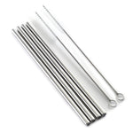 Norpro 8.5-Inch Stainless Steel Straight Drinking Straws with Cleaning Brushes, Set of 4
