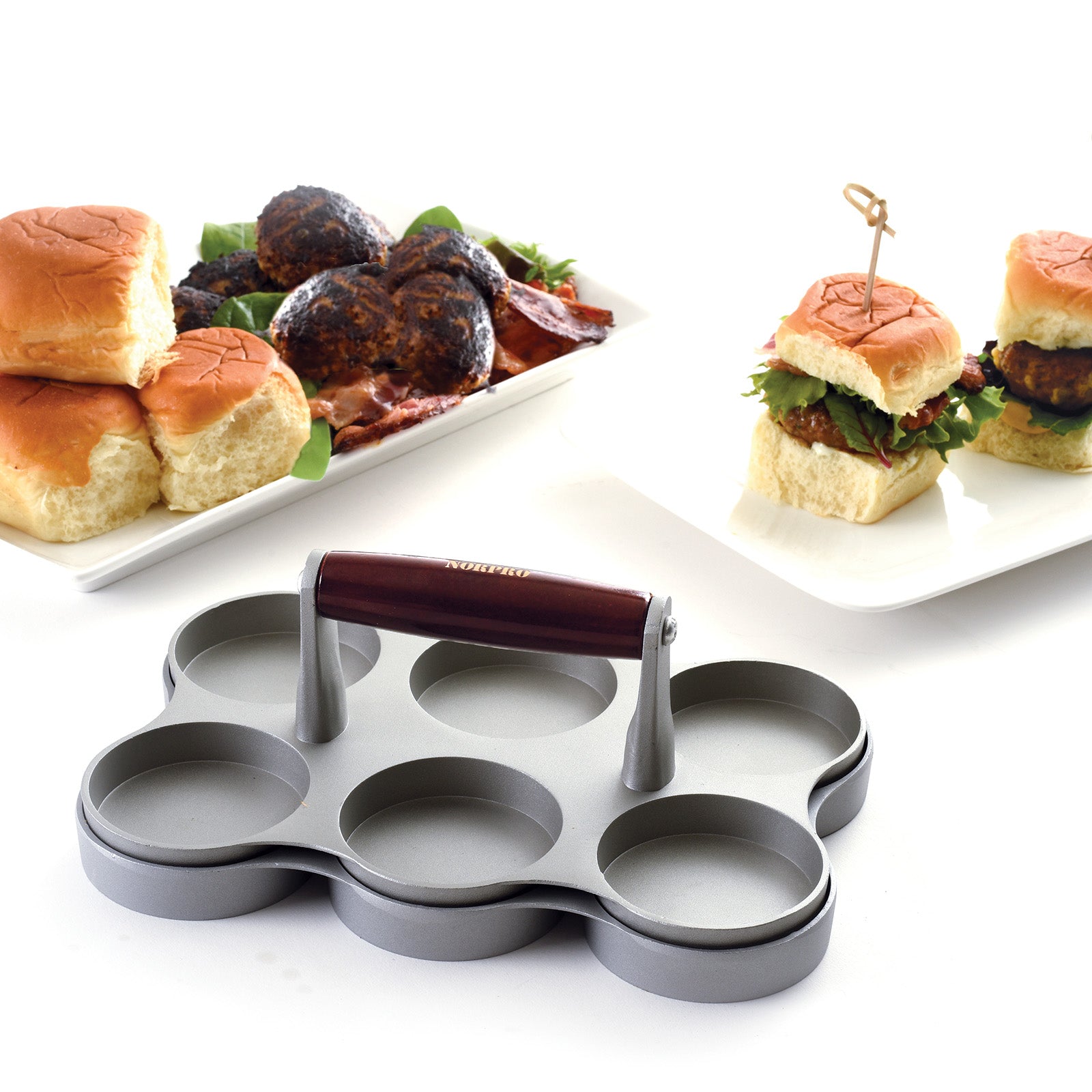 Norpro Nonstick Cast Aluminum Mini Burger Press, Makes 6 Sliders