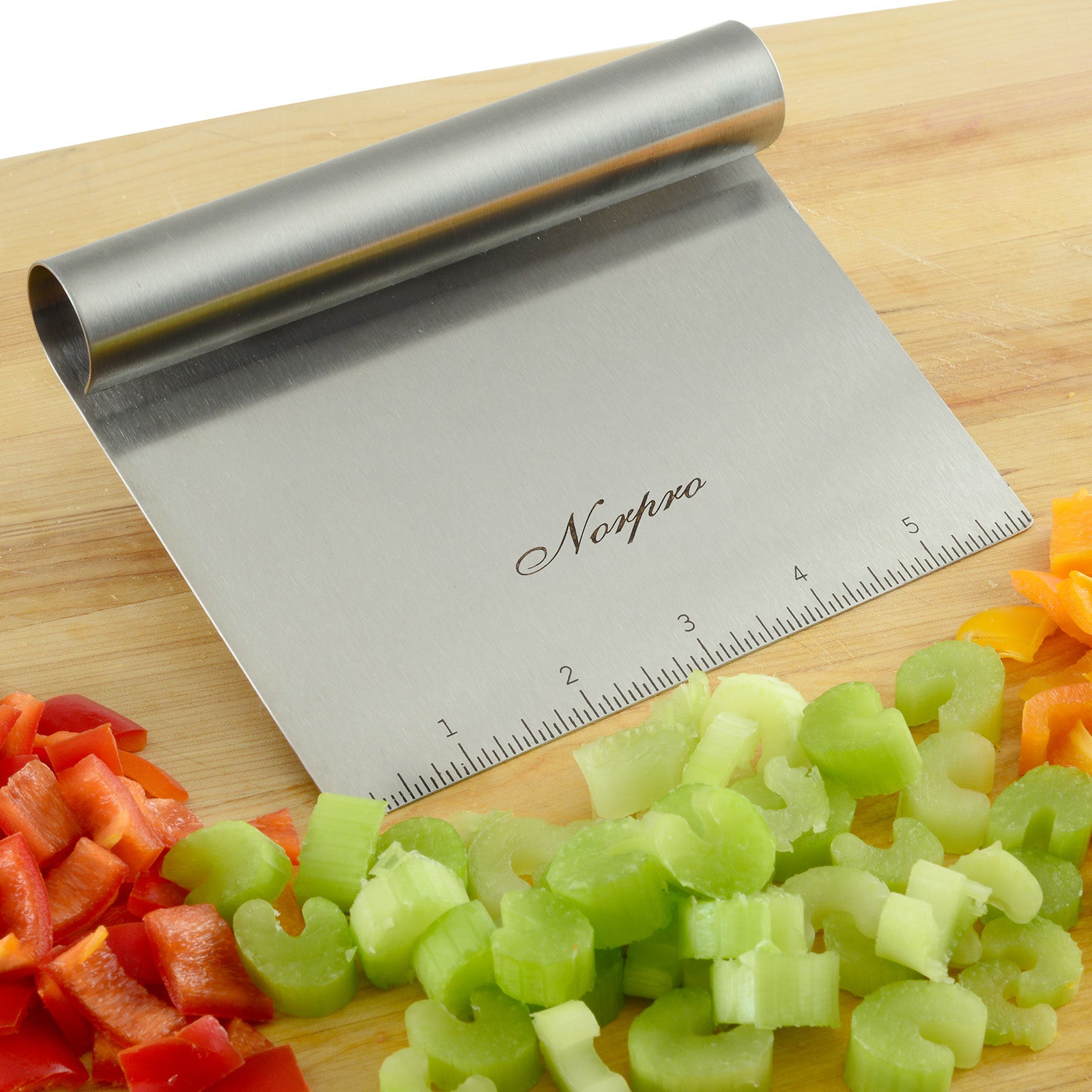 Norpro Heavy Duty Stainless Steel Bench Scraper and Chopper, Silver