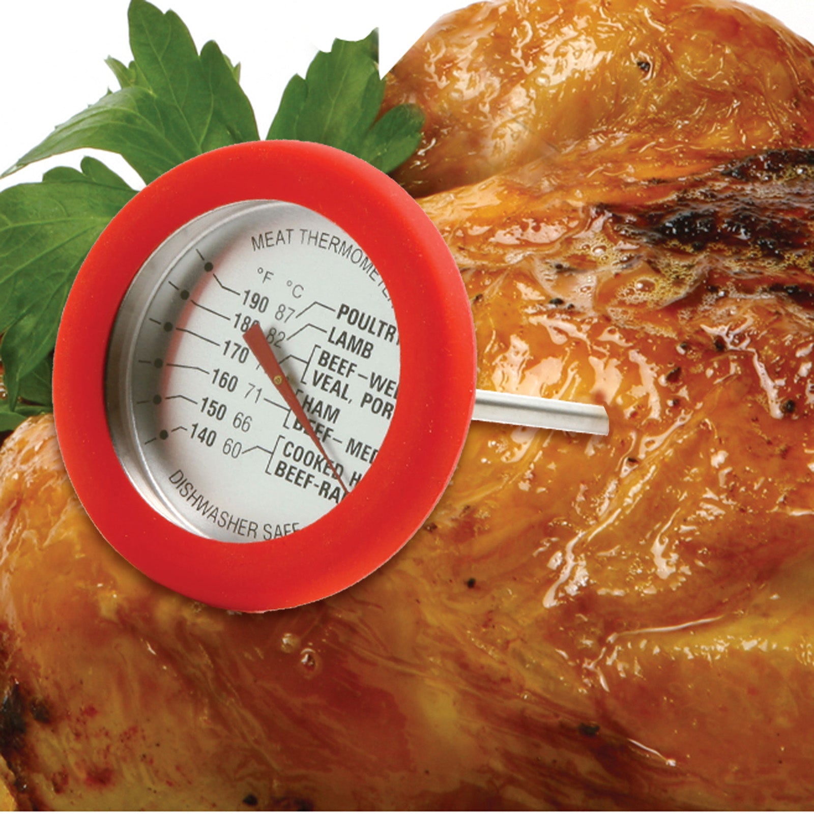 Norpro Soft Grip Silicone Meat Thermometer, Red, 1.75 Inch Dial
