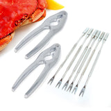 Norpro Seafood Set with 2 Lobster/Crab Crackers and 6 Stainless Steel Seafood Forks, Silver