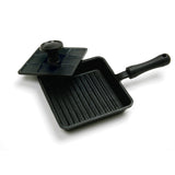 Norpro Pre-Seasoned Cast Iron Mini Panini Pan with Press, Black