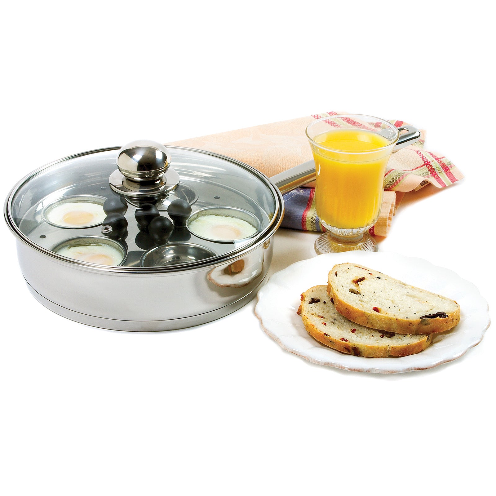 Norpro Stainless Steel Egg Poacher Skillet Set with 5 Poaching Cups