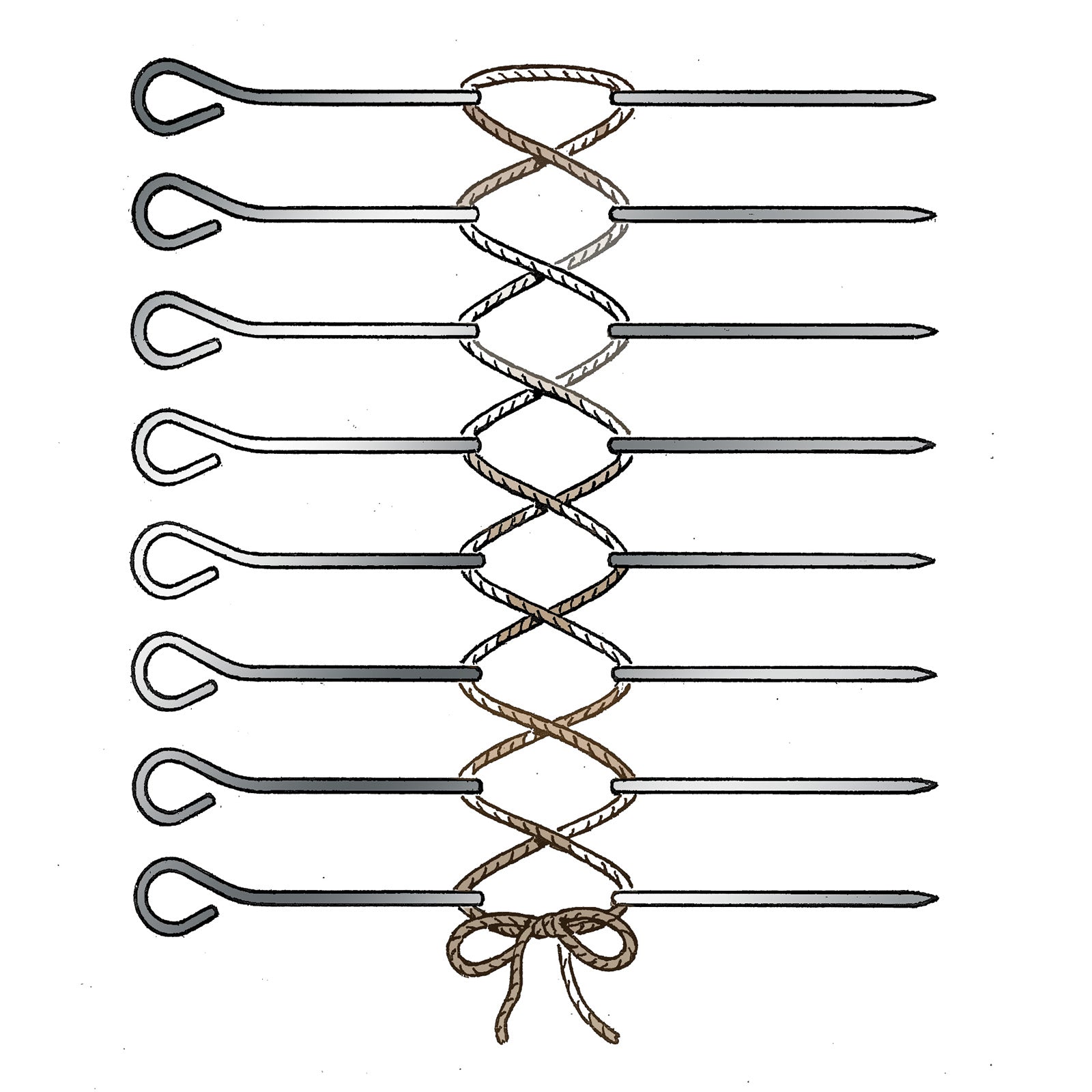 Norpro Stainless Steel Poultry Lacers, Set of 8 Reusable Pins, Metallic