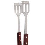 Norpro Stainless Steel and Wood 3 Piece BBQ Set with Spatula, Tongs, and Fork